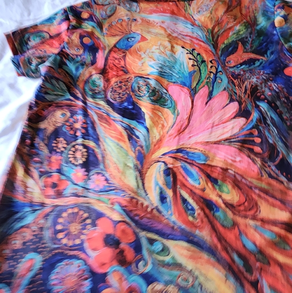 Just Fashion Now With Fish, Peacock, vibrant Colors knit top size L - Picture 6 of 6